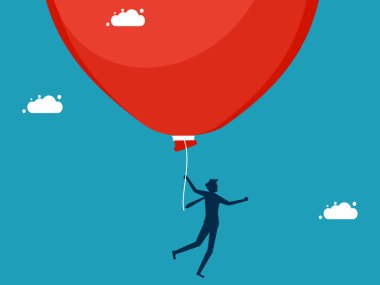 Büyük bir sabun köpüğüyle yüzen bir iş adamı. Yatırım ve iş risk vektörü