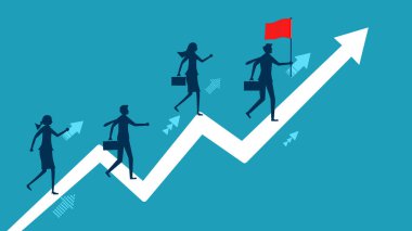 Personel puanlarının değerlendirilmesi. Kariyer gelişimi. İş adamı, performans grafik vektöründe yükseliyor