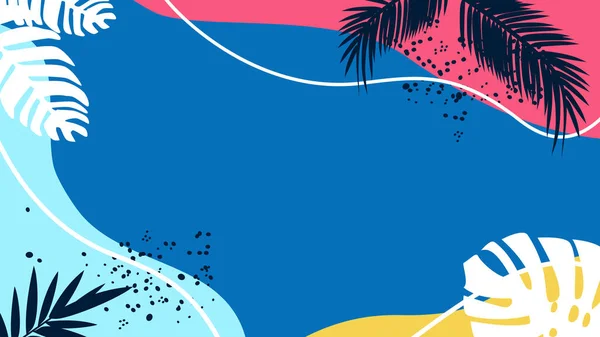 夏時間だ 海とビーチと夏のポストテンプレートベクトルのパノラマ風景の背景 — ストックベクタ