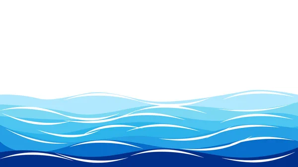Blaue Linien Schichten Meereswellen Meer Vektor Abstrakte Hintergrund Illustration Eps — Stockvektor