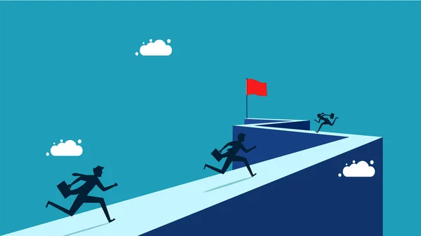 Konkurencja Biznesowa Biznesmen Biegnie Ścieżką Czerwonej Flagi — Wektor stockowy