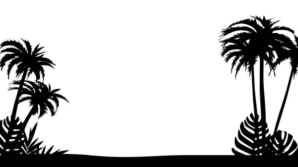 棕榈树和海滩背景的轮廓 度假期间的旅行 — 图库矢量图片