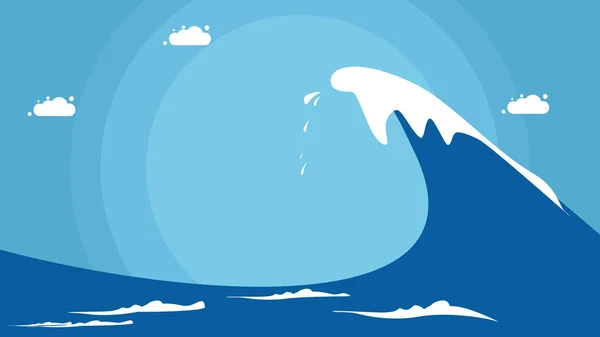 Mavi Deniz Dalgaları Dalgalarda Sörf Yap Vektör Illüstrasyonu — Stok Vektör