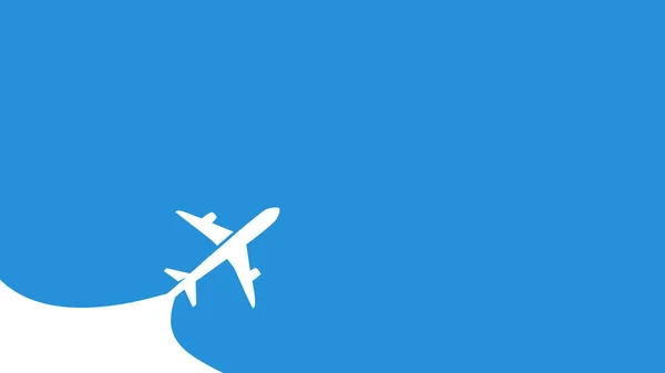 Літак Летить Синьому Тлі Літак Туризм Літаючий Банер Подорожі Векторні — стоковий вектор