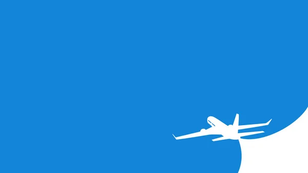 Літак Летить Синьому Тлі Літак Туризм Літаючий Банер Подорожі Векторні — стоковий вектор