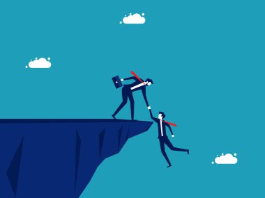 Finansal krizden kurtulmak için. Uçurumdan düşen bir iş adamına yardım etmek. Vektör