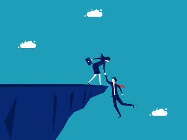 Finansal krizden kurtulmak için. Uçurumdan düşen bir iş adamına yardım etmek. Vektörler