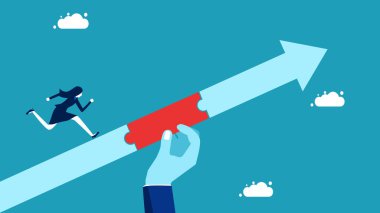 Yönetici el, iş kadınının ilerlemesini destekliyor. iş kavramı 