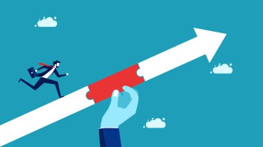 Yardım ve tavsiye. Yönetici el desteği iş adamı vektör büyütmek için