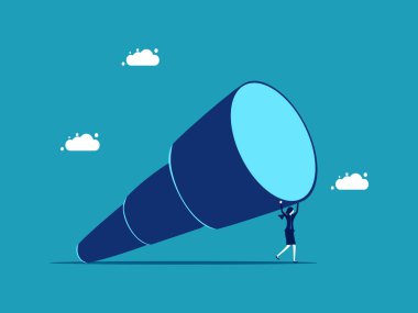 Harika bir görüş. Dürbün taşıyıcısı olan iş kadını