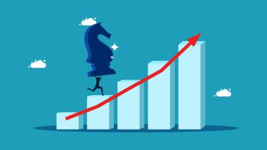 Büyüme stratejileri. Büyüme çizelgesinde satranç şövalyesini tutan iş adamı