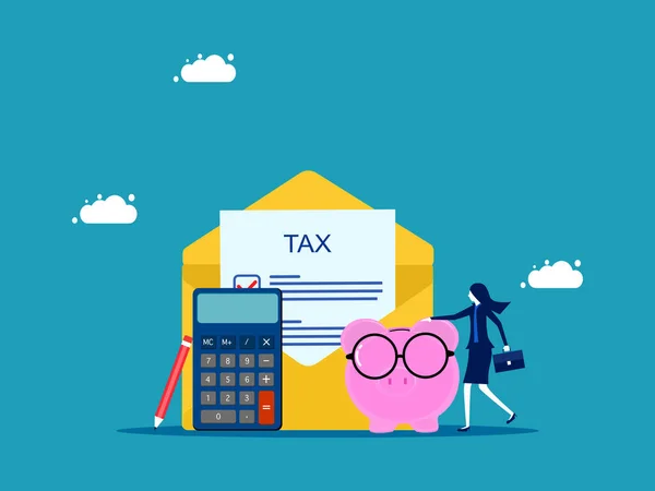 Produire Des Paiements Impôt Remplir Des Formulaires Impôt Femme Affaires — Image vectorielle