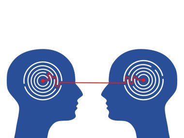 Beyin fırtınası çözümleri. İnsanların kafaları da aynı şeyi düşünüyor. Psikoloji konsept vektörü