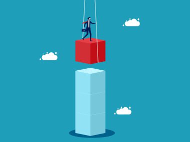 İş büyümesi. İş adamı baş kaplama küp vektör çizimi