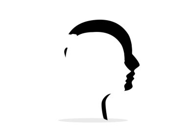 Erkek ve kadın silueti logosu. Beyaz arkaplan vektöründe izole edilmiş erkek ve kadın simgeleri