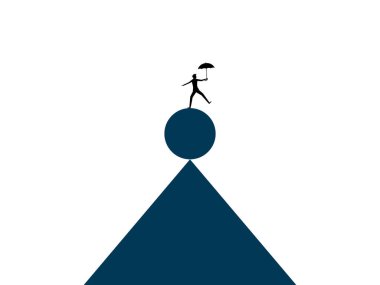 Businessman balances risks. Challenges and Ambitions. business concept vector illustration