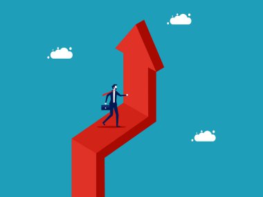 Businessman standing on growth arrow. vector illustration Personal development and career growth vector