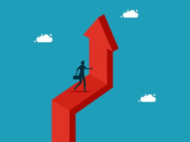 Businessman standing on growth arrow. vector illustration Personal development and career growth vector