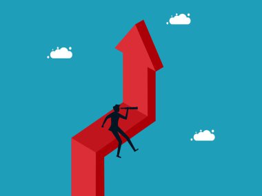 businessman with a strong vision of growth. look far on the growing arrow vector