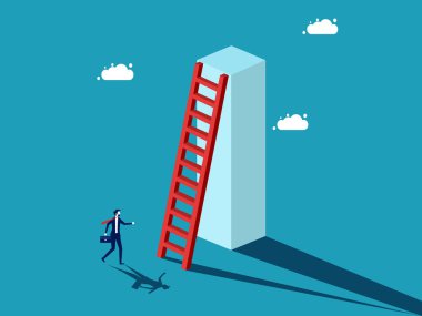success flag at the top of the ladder. Business concept of success. vector illustration