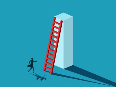 Businessman with ladder of success. Successful business concept. vector illustration