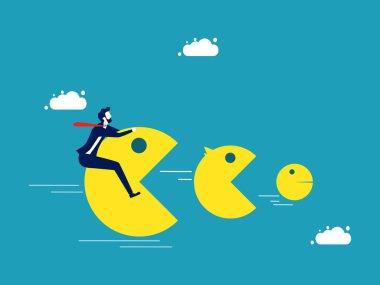 Big fish eat small fish. Symbol of big business eating small business vector