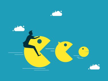 Big fish eat small fish. Symbol of big business eating small business vector