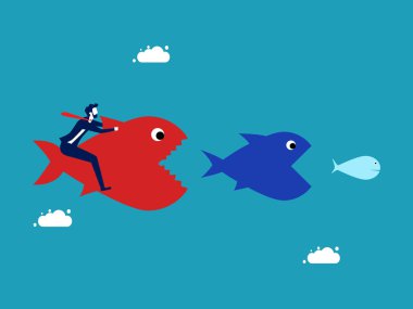 Big fish eat small fish. Competition and mergers. predator and prey vector