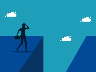 Think about the risks. Businessman filed with gaps. vector