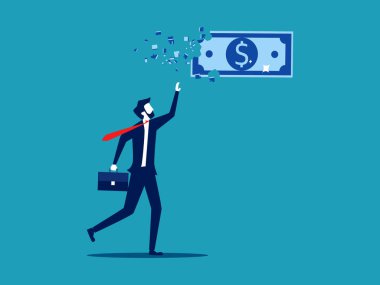 Businessman loses money. Depletion of money or inflation. business and finance concept vector illustration