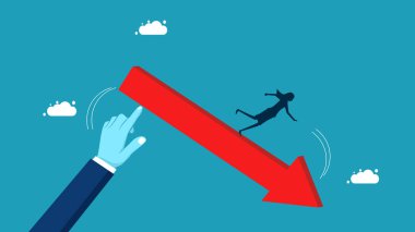 women encounter economic poison beset. Recession and decline of business. vector