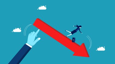 Businesswomen encounter economic poison beset. Recession and decline of business. vector