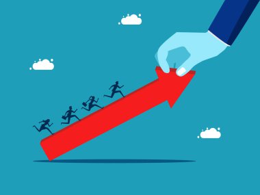 Businessman hands support business growth. Bring the organization forward fast. business concept vector