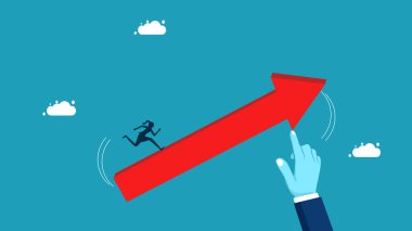 woman running on arrow with helper support. Consulting is growing rapidly. business concept vector
