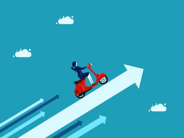 Businesswoman on growth arrow. Finance and investment concept. vector illustration eps