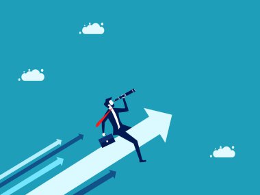 Businessman manager sees the future growth arrow. Business and investment concept. vector illustration eps