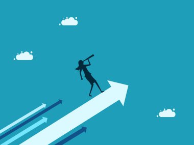 woman manager sees the future growth arrow. Business and investment concept. vector illustration eps