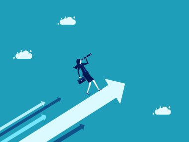 woman manager sees the future growth arrow. Business and investment concept. vector illustration eps