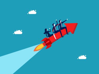 direction of the business team. Team performance or team commitment. Businessman riding growth arrow aiming for success vector