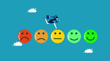 businesswoman running on portfolio score. Concept of Quality Control or Performance Improvement vector