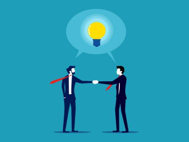 Businessmen and colleagues have the same idea. Effective communication for successful brainstorming and results vector