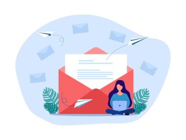 Open an envelope with a paper airplane. Show new email notifications. Send a letter via email. Social Media Marketing. Subscribe to the newsletter vector