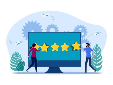 Customers give online channel star ratings. Evaluation of service performance. Satisfaction with products or services vector