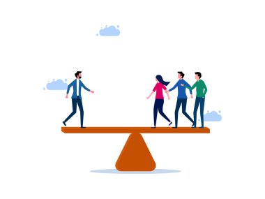 Bir çalışan eşittir üç çalışan. Diğerlerinden üstün olma yeteneği. iş konsepti vektör illüstrasyonu