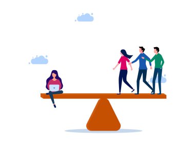 Kadın çalışan ölçeği birkaç kişiyle karşılaştırır. Üstün performans vektörü ile çalışmak