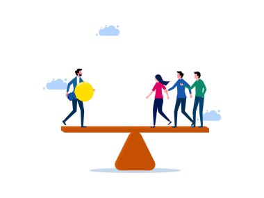 İş adamı birçok insanla aynı ölçüde karşılaştırır. Üstün performans vektörü ile çalış