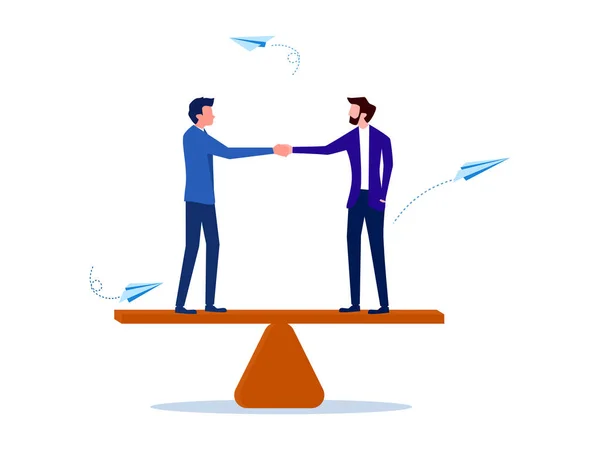 Onderhandelen Partnerschapsovereenkomst Voor Perfecte Voordelen Handdruk Van Succesvolle Zakenmensen Vector — Stockvector