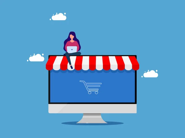 Müşteriler Internetten Alışveriş Yapıyor Çevrimiçi Yönetimi Online Sipariş Vektör Illüstrasyonu — Stok Vektör