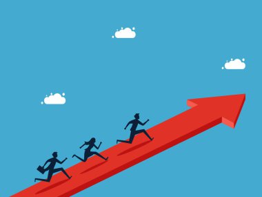 Kariyer ya da büyüme stratejisi geliştiriyorum. Çalışan eğitimi. İşadamı çalışanı ok kariyer yolunda ilerliyor.