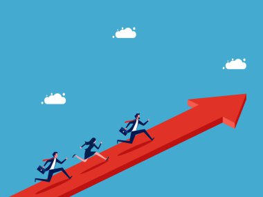 Kariyer ya da büyüme stratejisi geliştiriyorum. Çalışan eğitimi. İşadamı çalışanı ok kariyer yolunda ilerliyor.